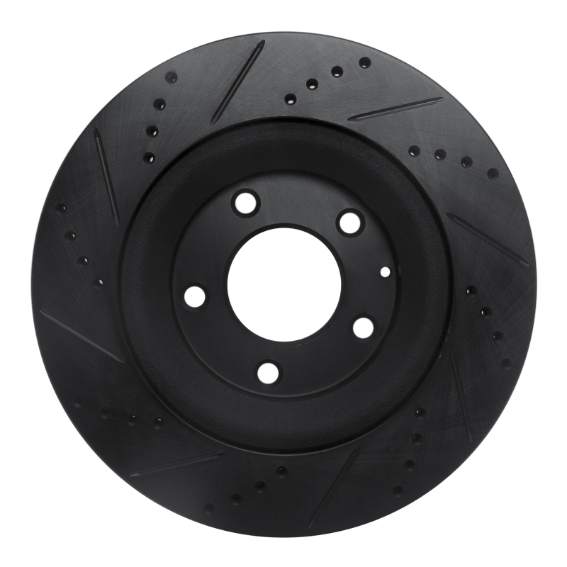 Mazda RX-8 Brake Rotor (1) - Rear Right - R1 Concepts - Drilled & Slotted - Black - `04-`11